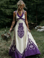 Women's V-Neck Ethnic-style Artistic Sleeveless Printed Dress