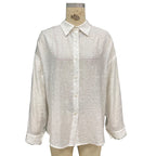 Elegant Solid-Color Crepe Loose-Fit Shirt Cardigan Women's Top