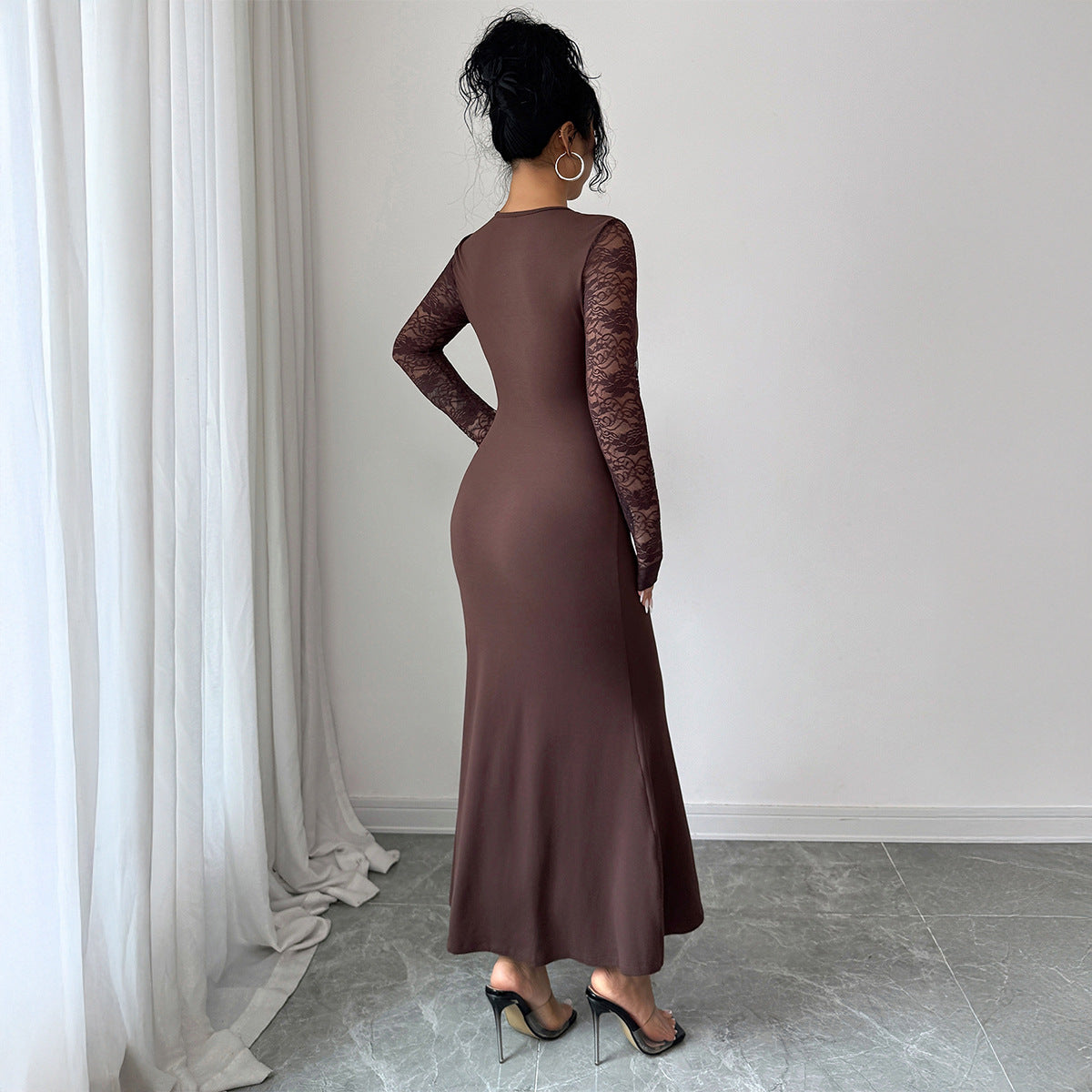 Women's Solid-Color Elegant And Sexy Lace Bodycon Dress