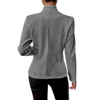 Women's Blazer Jacket Suit Coat Single-breasted Stand Collar Tops Slim Outerwear Temperament Office Jacket