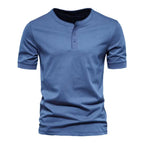 Mens Casual Crew-Neck Short-Sleeve Solid-Color T-Shirt