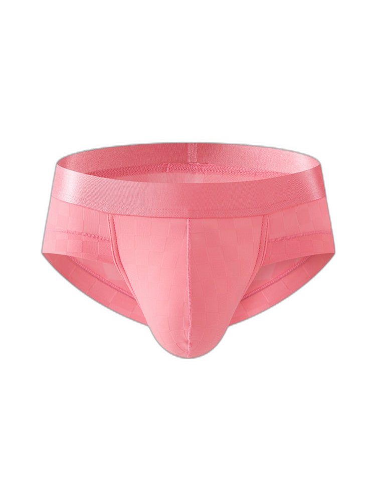 3 Pack Men's Cooling Silktech Briefs - U-Pouch Design & Checkered Antibacterial Lining