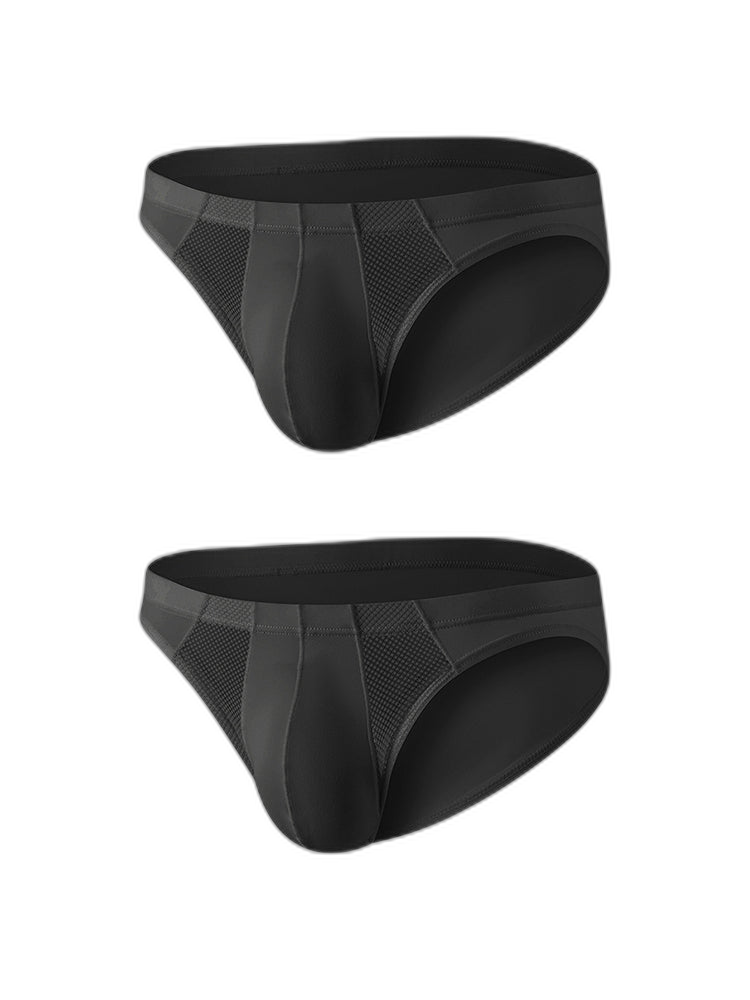 2 Pack Men's Sheer Mesh Low-Rise Sexy Ice Silk Briefs