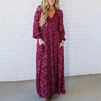 Women's V-neck Long-sleeve Waist-cinching Bodycon Dress