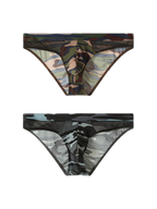 2 Pack Men's Classic Camo Mesh U-Shaped Pouch Breathable Briefs