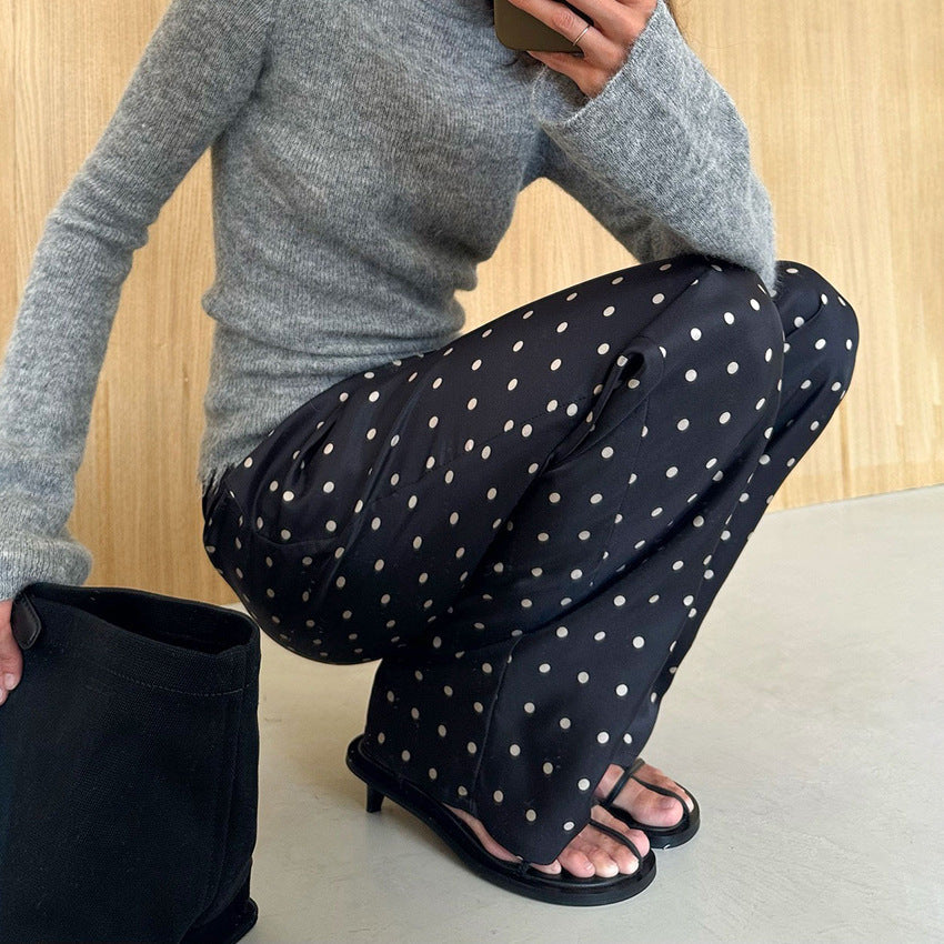 Loose And Comfortable Polka-dot Long Straight-leg Pants