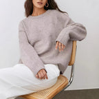 Solid Color Round Neck Sweater Women's Autumn And Winter Knitted Top