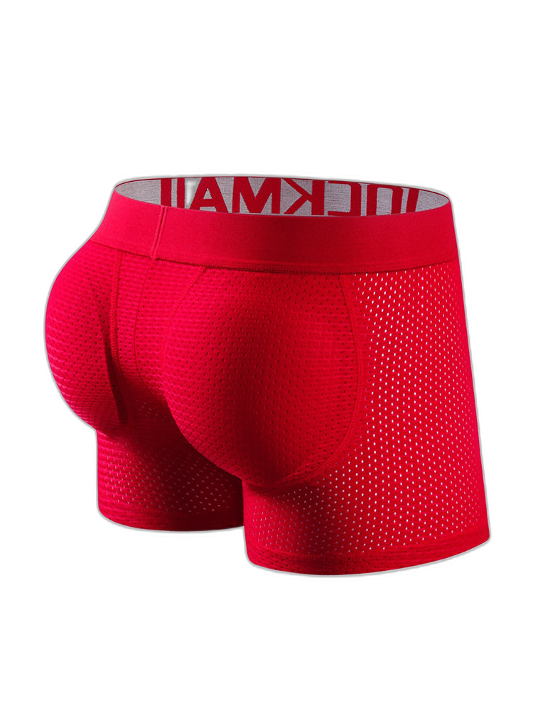 Sponge Cushion Mesh Buttock Boxer Briefs