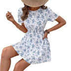 Casual Fashion Printing Tight Waist Dress
