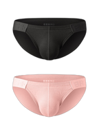 2 Pack Men's Solid Color Low Rise Sweat-Absorbent Large U-Shaped Small Pocket Briefs
