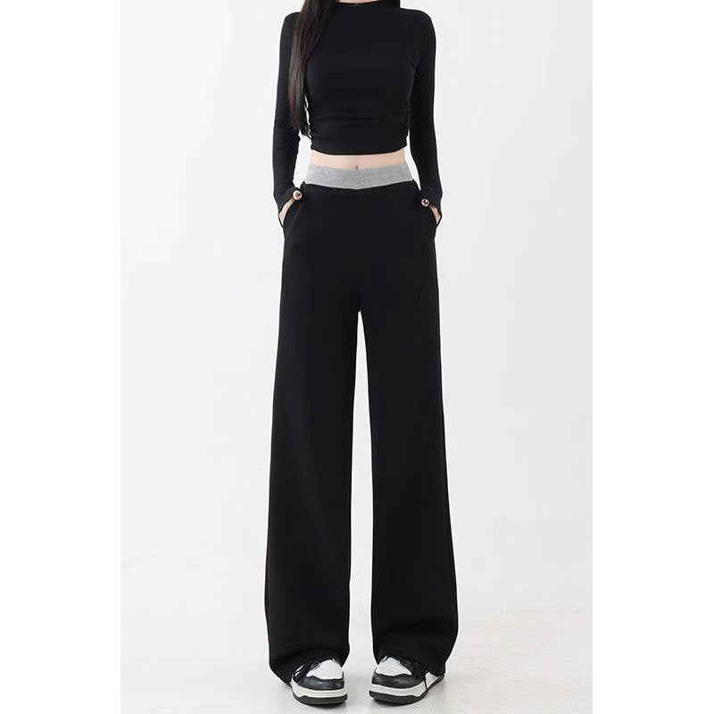 Women's AutumnWinter Fleece-Lined Loose Effortless-Style Sweatpants With A Slimming Effect For Pear-Shaped Figures