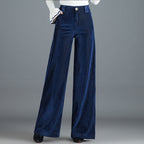 Golden-thread Velvet Floor-length Wide-leg Pants