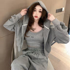 Fashionable Western-style Age-reducing Sweater Vest And Pants Casual Sporty Three-piece Set