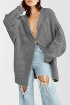 Women's Fashionable Lapel-Neck Loose-Fit Plus-Size Sweater Coat