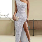 2023 Sexy Strapless Mermaid Sequin Split Dress