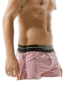 Mens 100% Cotton Striped Loose Home Boxer Shorts