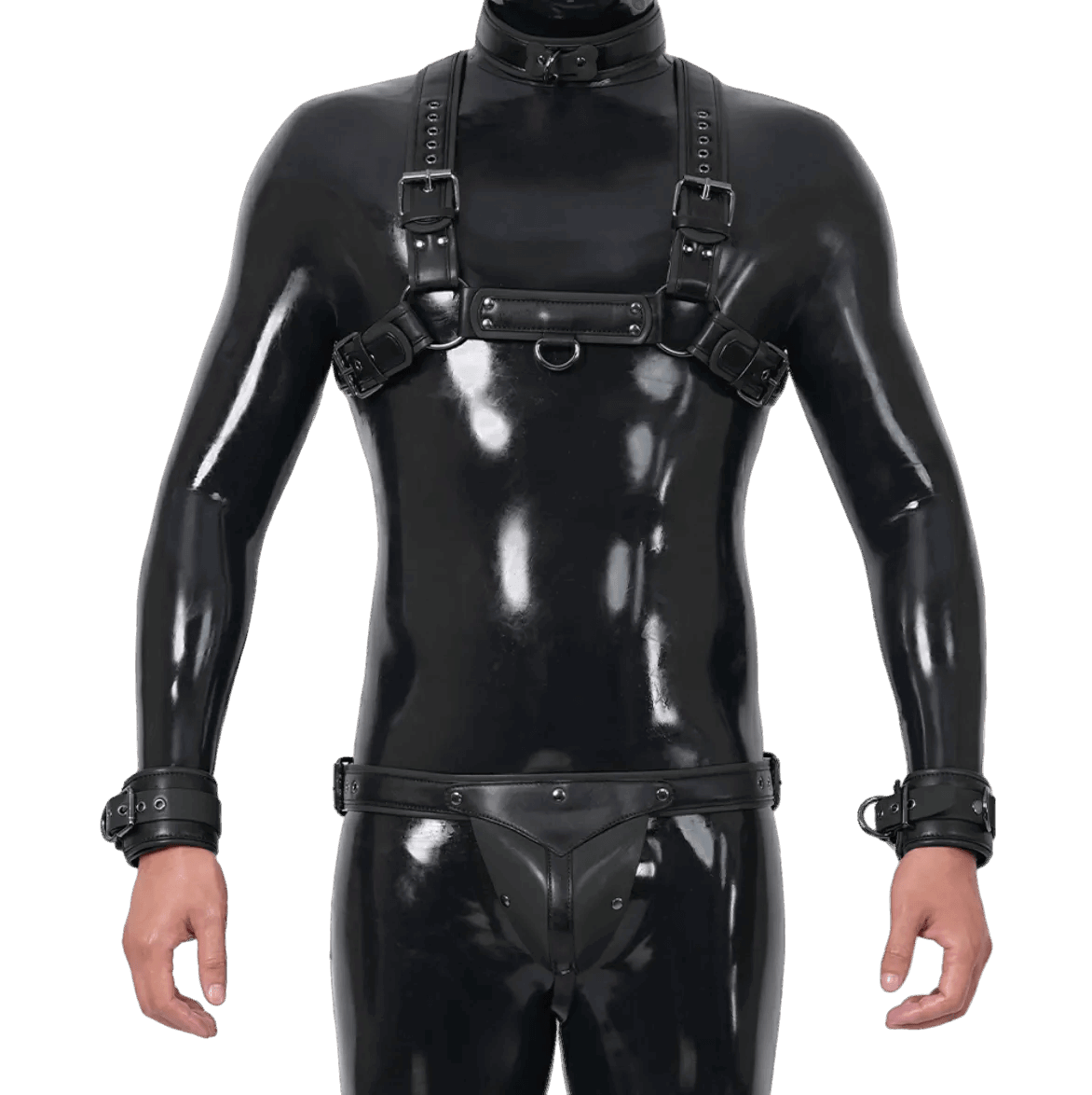 Furrjoi Harness, Cuff, Collar, Lead Underwear Bundle Black