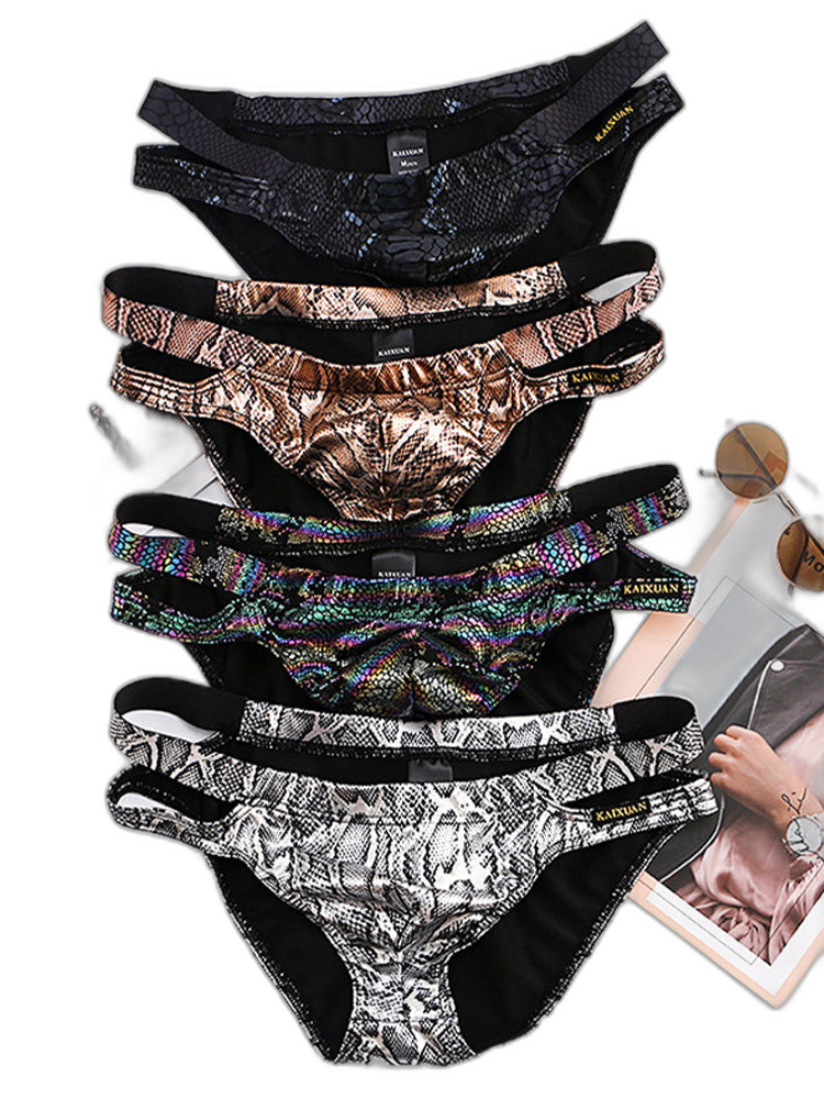 2-pack Men's Snake Print Hollow Briefs
