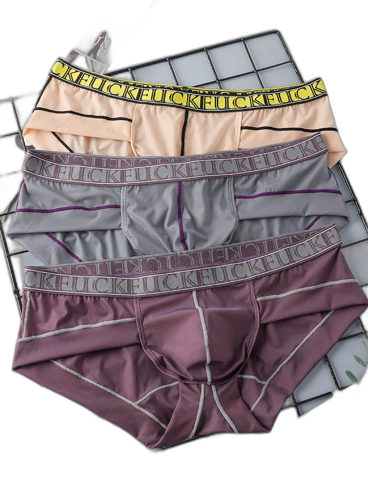 2 Pack Men's Ice-Silk Stretch Sports Briefs with 3D Pouch