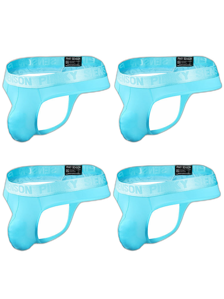 4 Pack Men's Sexy Nylon Low-Rise Comfortable Thong & Strings