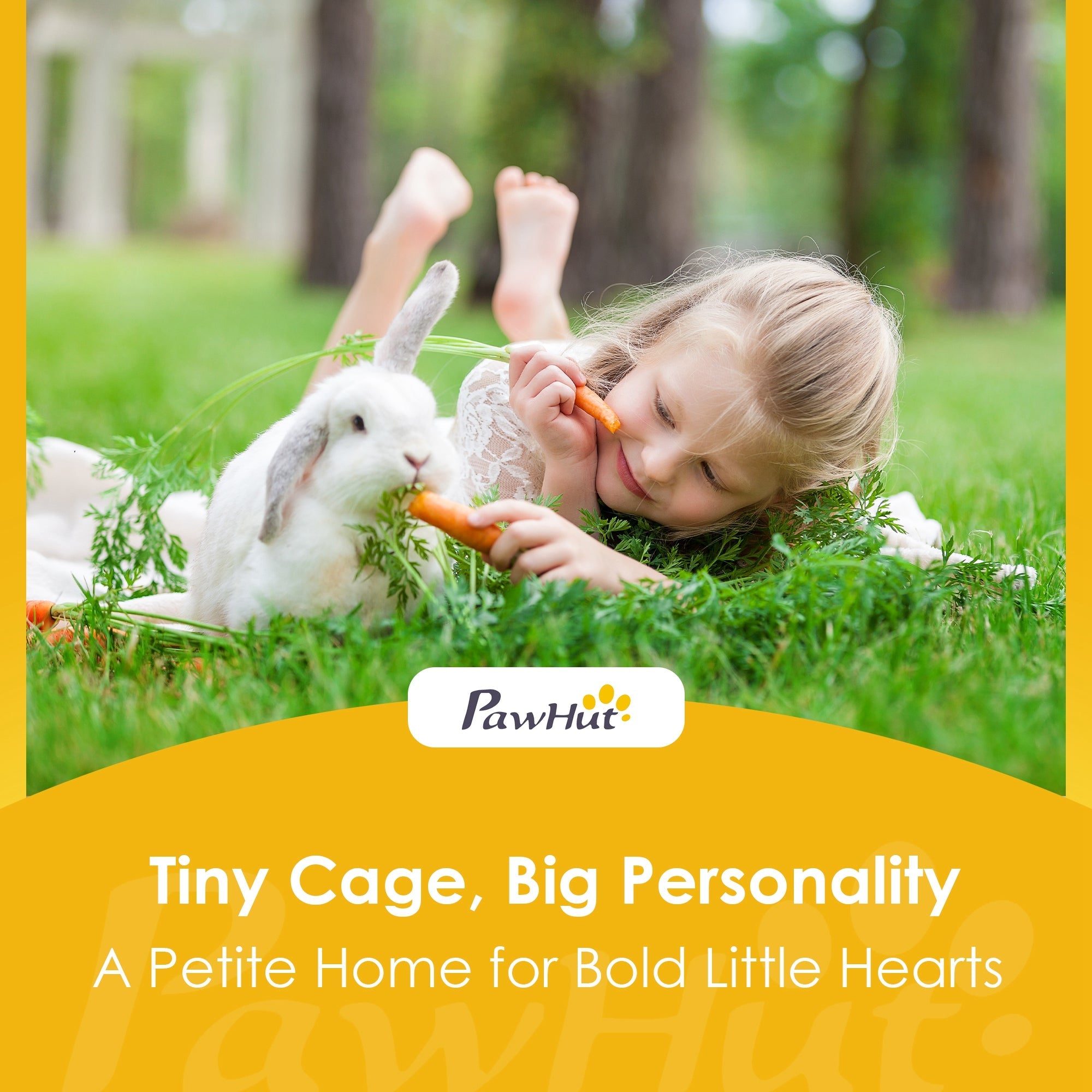 PawHut Rabbit Hutch, Wooden Guinea Pig Hutch with Run and Doors, Outdoor Triangle Bunny House for Rabbits,Duck and Chicken