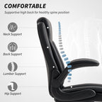 HOMCOM Faux Leather Office Chair. with Flip-Up Armrests - Black