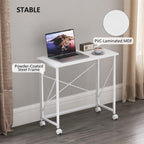 HOMCOM 80 cm Folding Desk on Wheels - White
