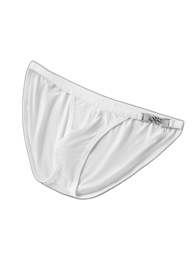 2 Pack Men's U-Shaped Pouch Low-Rise Metal-Clasp Thin Briefs
