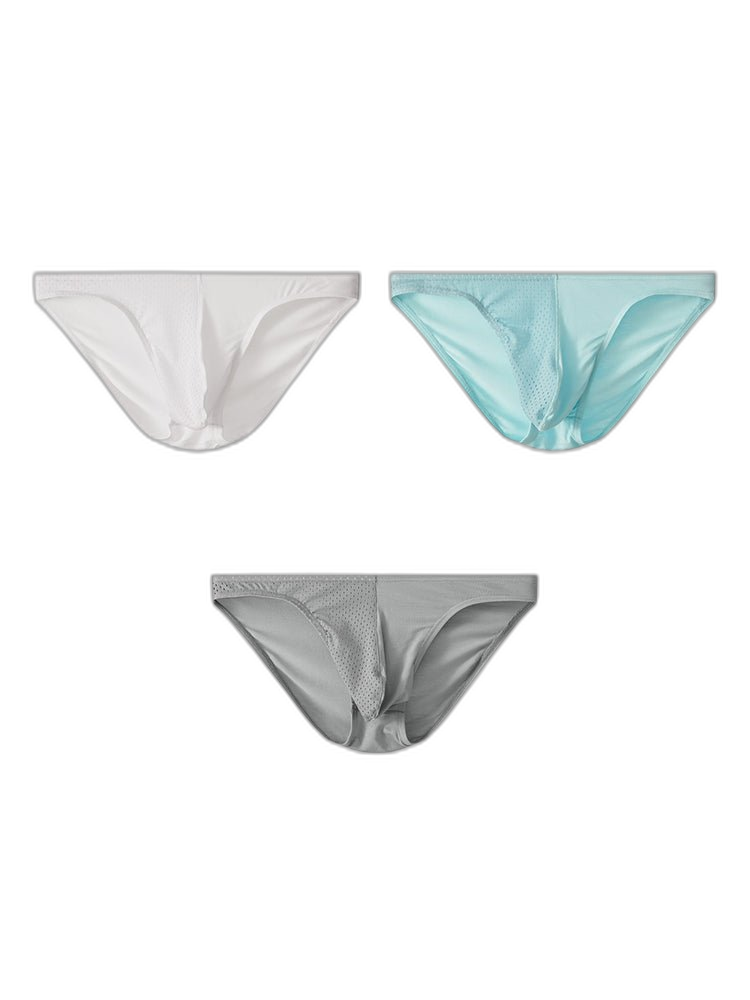3 Pack Men's Mesh Sexy Low Waist Big Pouch Briefs