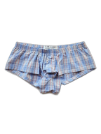 Mens Plaid Front Pouch Boxer Shorts