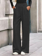 Solid Color Straight-leg Wide-leg Pants Women