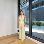 Neck-strap Lace-up Sleeveless Waist-cinching Top Sexy Jumpsuit
