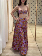 Holiday Floral Top & Skirt Set