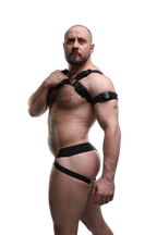 ruff GEAR Double Tone Leather Bulldog Harness Black