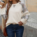 Loose Plaid Colorblock Round Neck Sweater