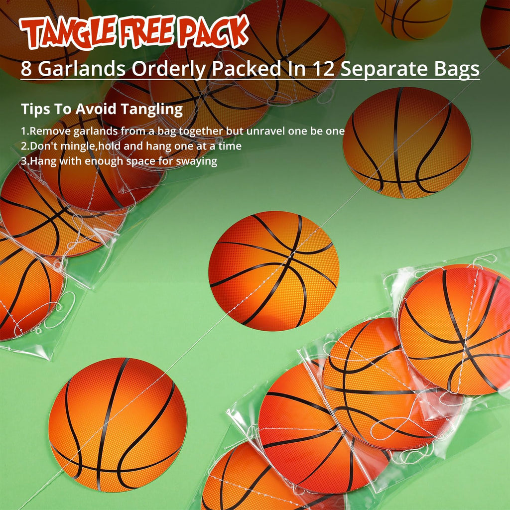 Faccito 8 Pcs Basketball Party Banner Garland | Sports Theme Party Decorations