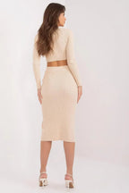 Factory Price long-sleeved sweater and midi skirt