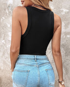 Ins Round Neck Vest With Bra Summer Solid Color Bottom Sleeveless Top Womens Clothing