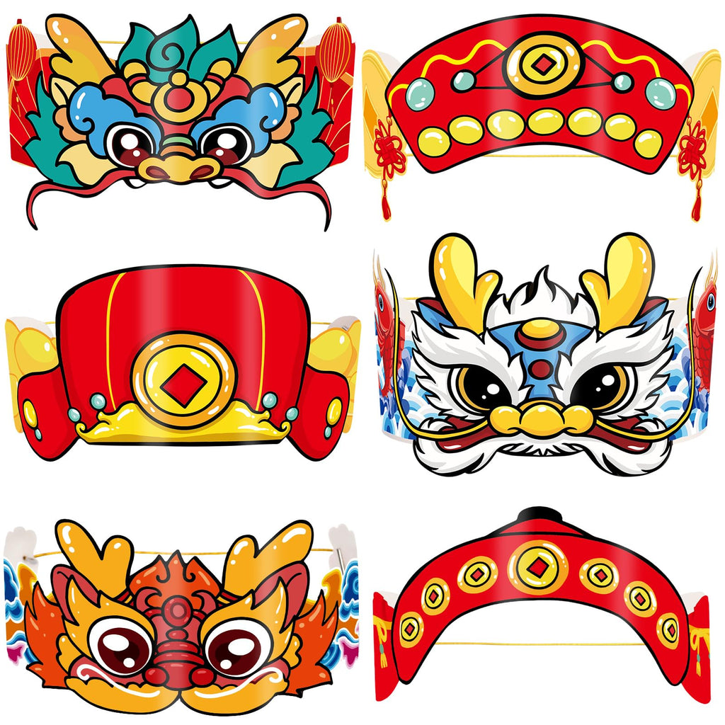 Fancy Land Chinese New Year Paper Crown 2026 Year of the Horse – 24Pcs Party Hats & Lunar New Year Headbands