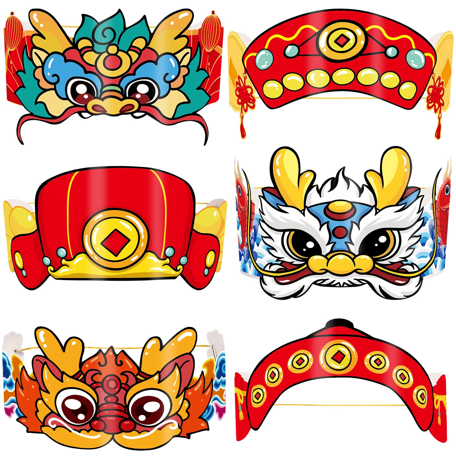 Fancy Land Chinese New Year Paper Crown 2026 Year of the Horse – 24Pcs Party Hats & Lunar New Year Headbands