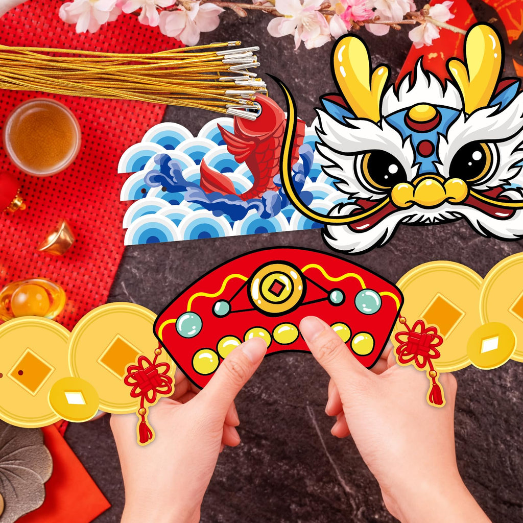 Fancy Land Chinese New Year Paper Crown 2026 Year of the Horse – 24Pcs Party Hats & Lunar New Year Headbands