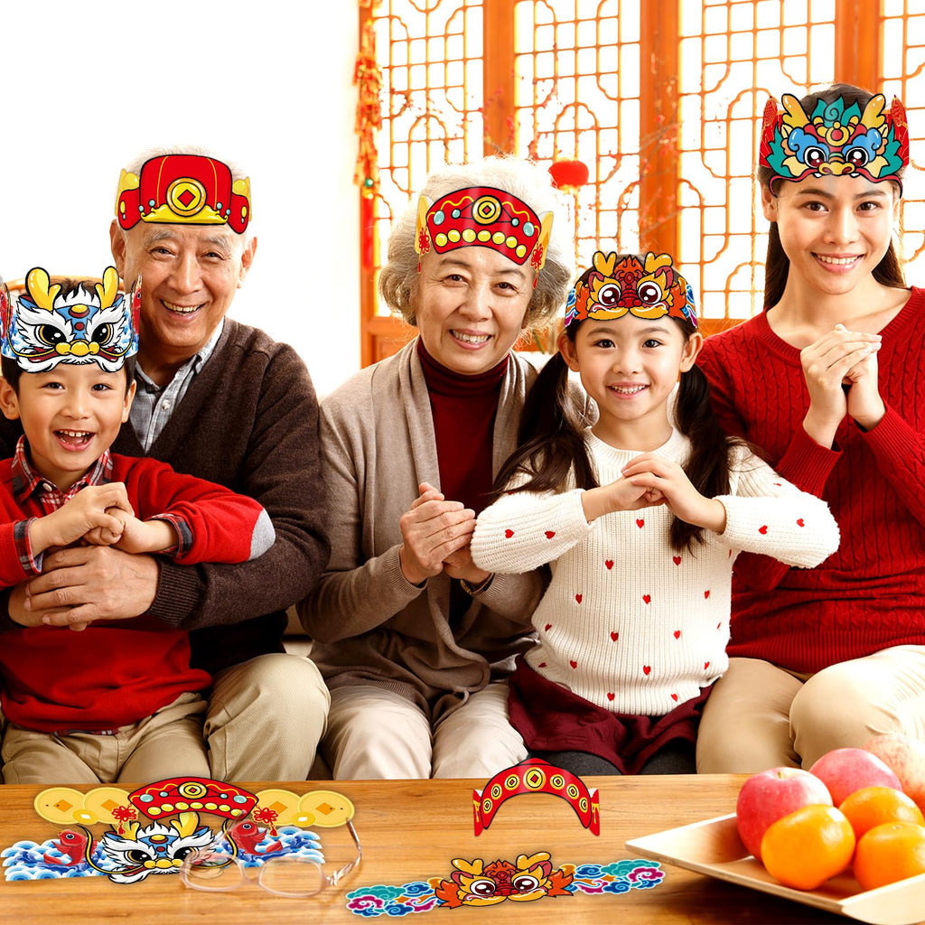 Fancy Land Chinese New Year Paper Crown 2026 Year of the Horse – 24Pcs Party Hats & Lunar New Year Headbands