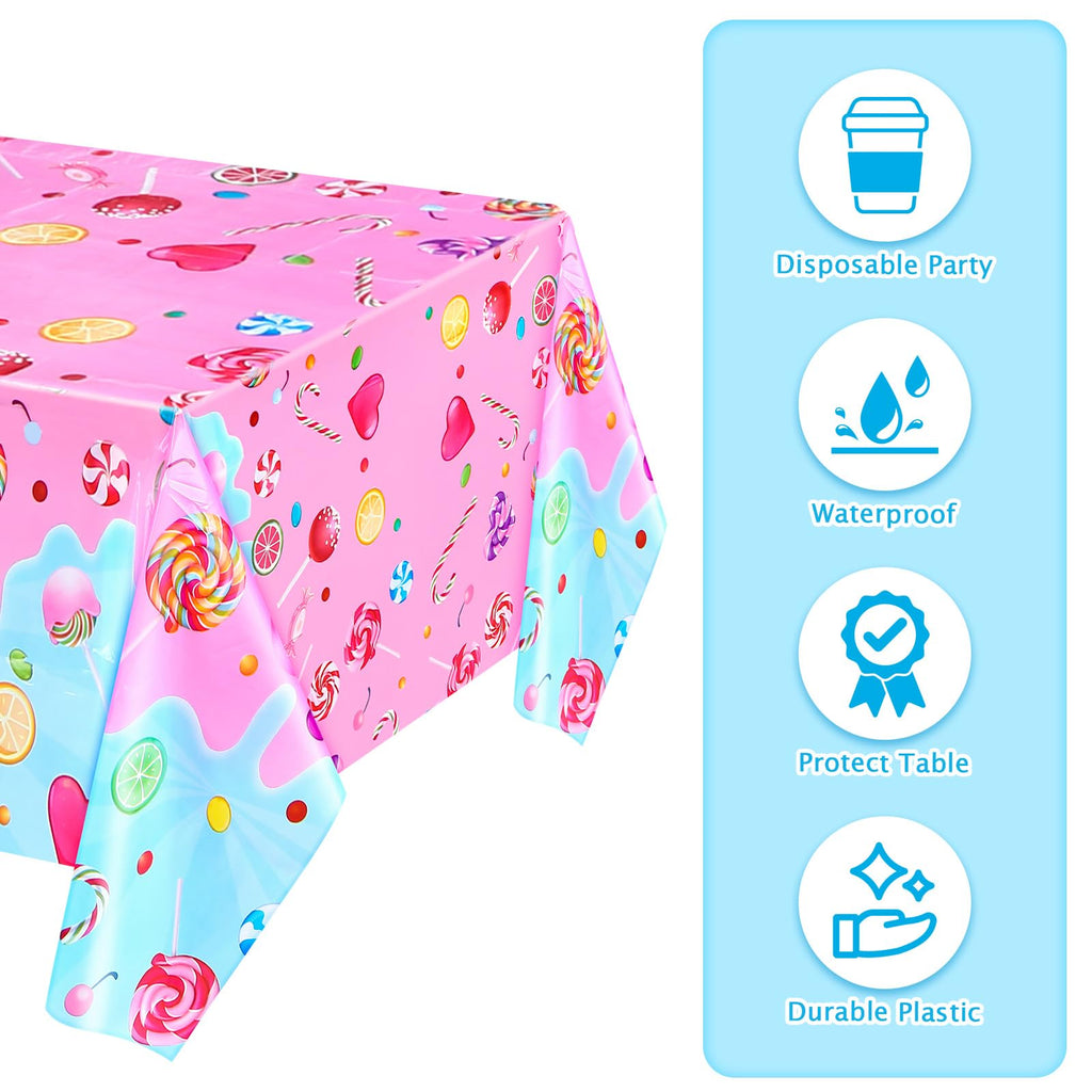 Fanfanwin Candyland Tablecloth – Set of 2 Candy Theme Covers, 108 x 180 cm