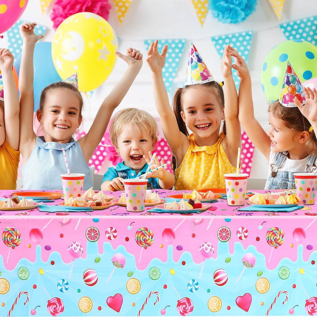 Fanfanwin Candyland Tablecloth – Set of 2 Candy Theme Covers, 108 x 180 cm