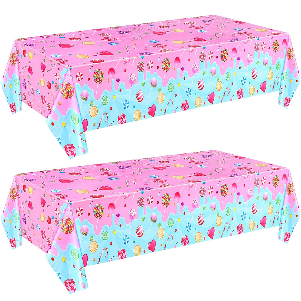 Fanfanwin Candyland Tablecloth – Set of 2 Candy Theme Covers, 108 x 180 cm