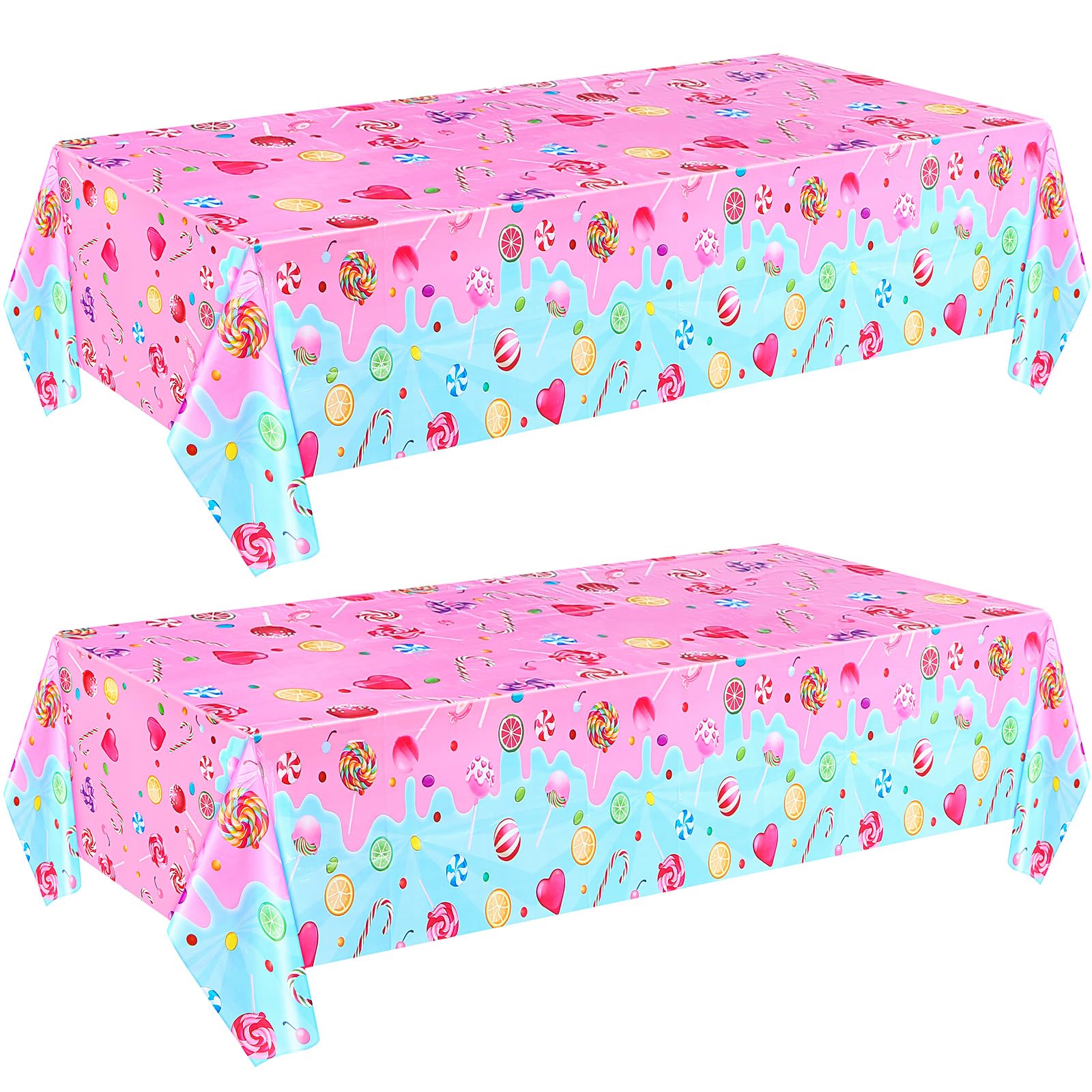 Fanfanwin Candyland Tablecloth – Set of 2 Candy Theme Covers, 108 x 180 cm