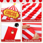 Fanfanwin 4 Pcs Carnival Circus Tent Decorations – Entryway Awning, Banners & Floor Runner