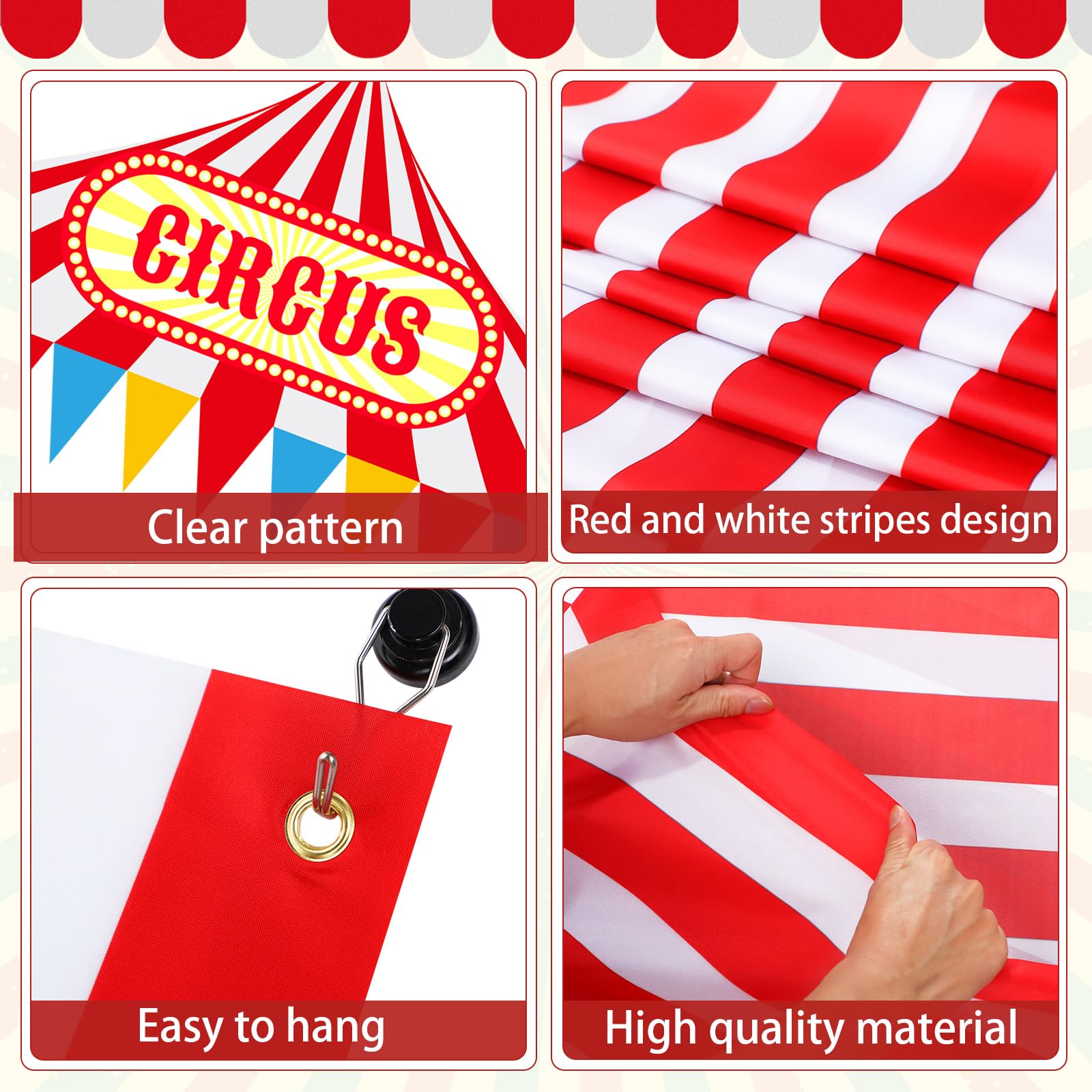 Fanfanwin Carnival Circus Tent Decorations – 4-Piece Entryway Banner & Aisle Runner Set