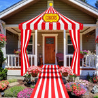 Fanfanwin 4 Pcs Carnival Circus Tent Decorations – Entryway Awning, Banners & Floor Runner