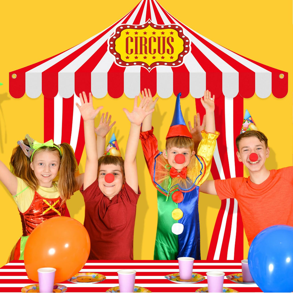 Fanfanwin 4 Pcs Carnival Circus Tent Decorations – Entryway Awning, Banners & Floor Runner